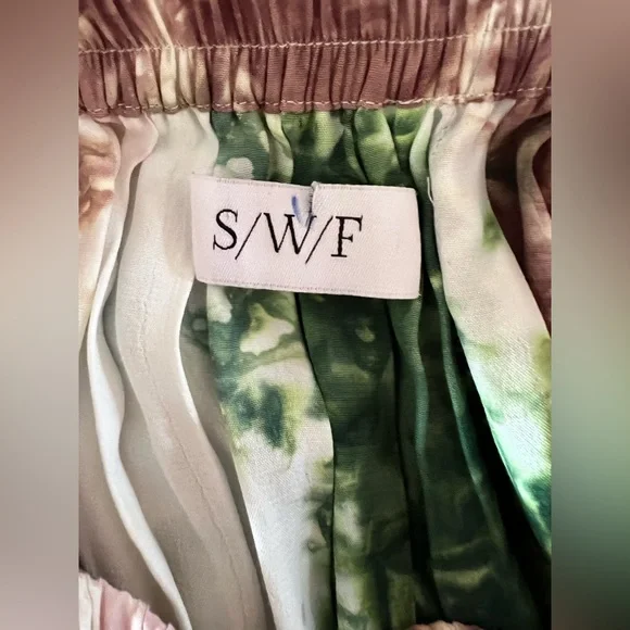 Anthropologie SWF watercolor maxi skirt sz s blue, green, tan & white, brown